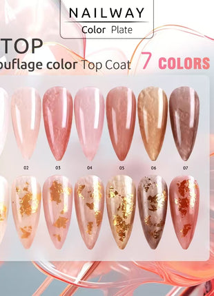 Nailway CC TOP Gmouflage Color Top Coat 7 Colors