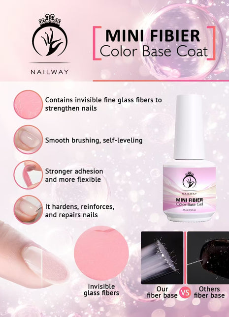 Nailway Mini Fibier Color Base Coat 8 Colors