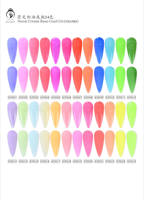 Nailway New Neon Cream Base Coat 24 Colors