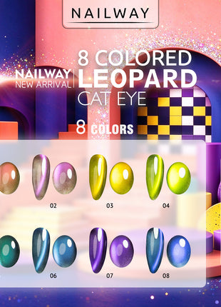 8 colored Leopard cat eye
