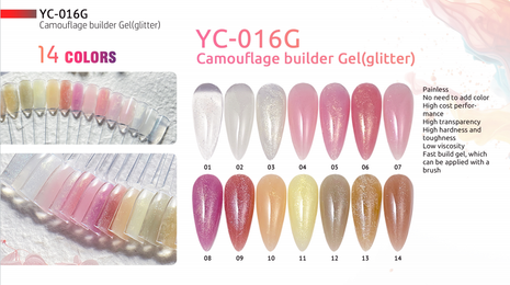 YC-016G Glitter Сamouflage Builder Gel